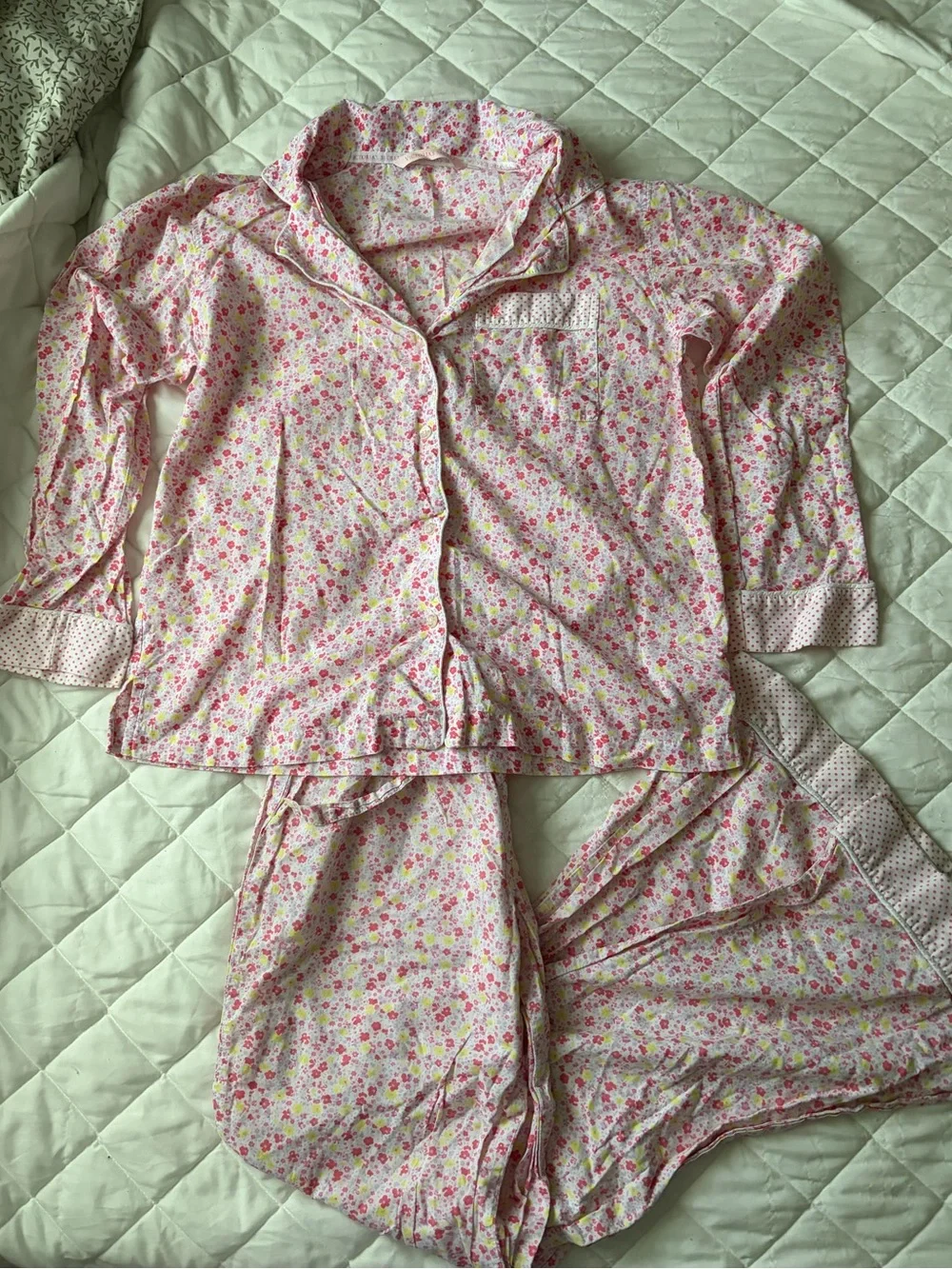 y2k Victoria's Secret Pink Floral Cotton Pajama Set